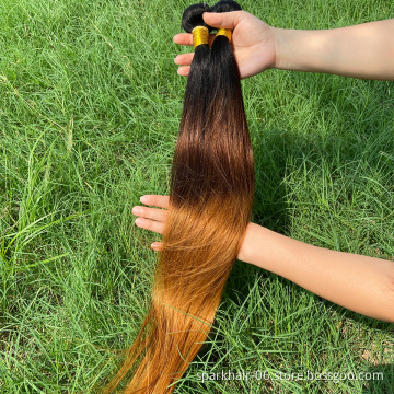 10A SPARK 3 Bundles Brazilian Remy Human Hair Weaving for Black Women Virgin Hair Extension 1B/4/30 Silky Straight Hair